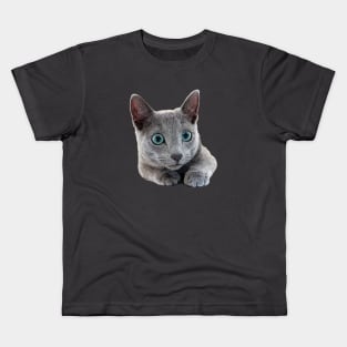 Russian Blue Cat Kitten Blue eyes Kids T-Shirt